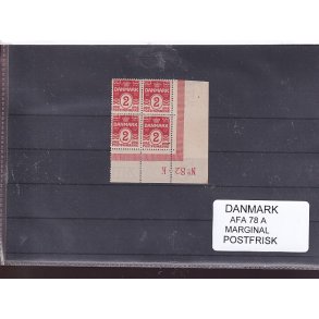 Danmark - AFA 78A Marginalblok - Postfrisk