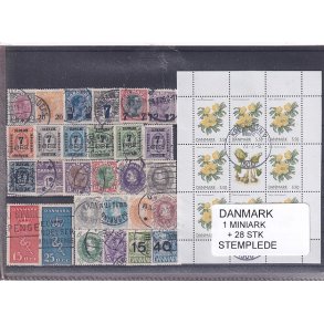 Danmark Samling - 1 Miniark - 28 Stk. Stemplet