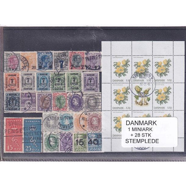 Danmark Samling - 1 Miniark - 28 Stk. Stemplet