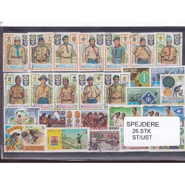 Spejder p Frimrker. 26 Stk. Stemplet/Ustemplet