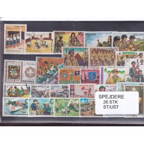 Spejder p Frimrker. 26 Stk. Stemplet/Ustemplet