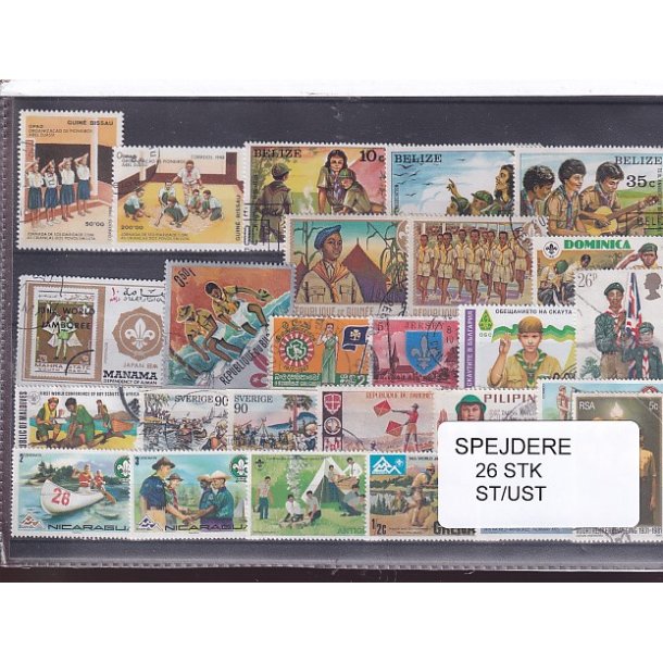 Spejder p Frimrker. 26 Stk. Stemplet/Ustemplet