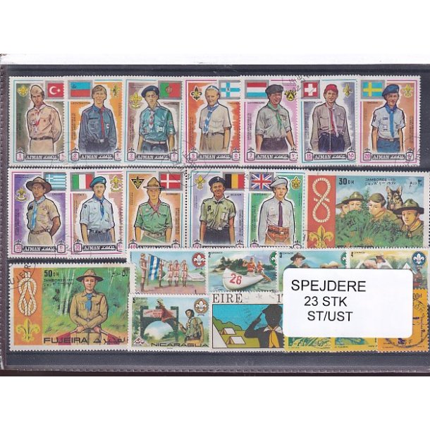 Spejder p Frimrker. 23 Stk. Stemplet/Ustemplet