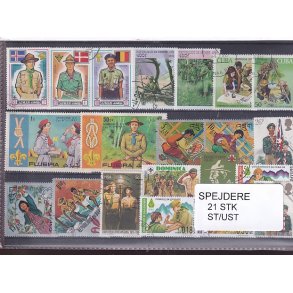 Spejder p Frimrker. 21 Stk. Stemplet/Ustemplet