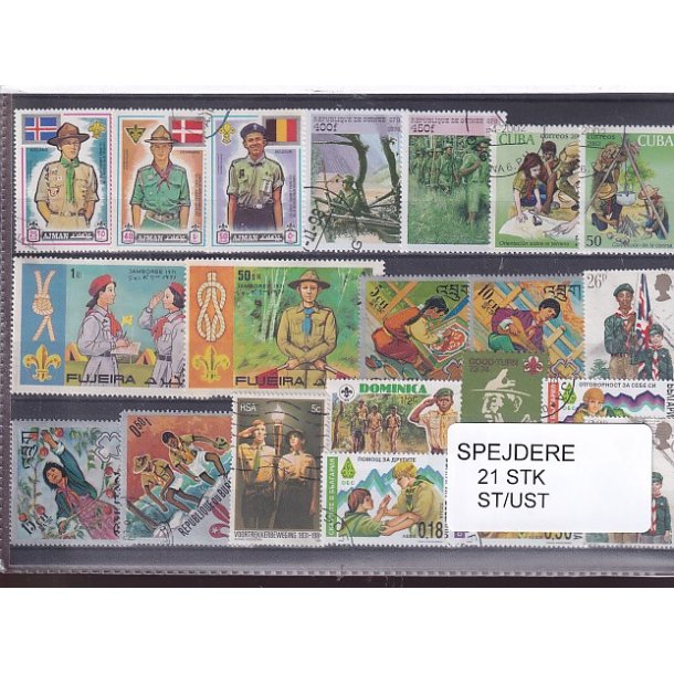 Spejder p Frimrker. 21 Stk. Stemplet/Ustemplet