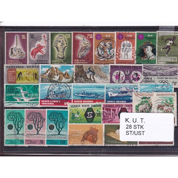 Kenya Uganda Tanganyika Samling - 28 Stk. Stemplet / Ustemplet