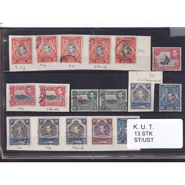 Kenya Uganda Tanganyika Samling - 13 Stk. Stemplet / Ustemplet