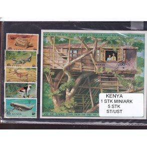 Kenya - 1 Stk. Miniark + 5 Stk. - Stemplet / Ustemplet