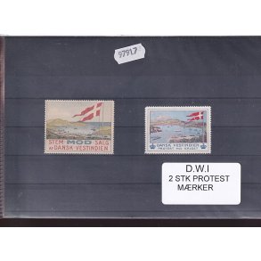 Dansk Vestindien Samling - 2 Stk. Protestmrker - Ubrugt