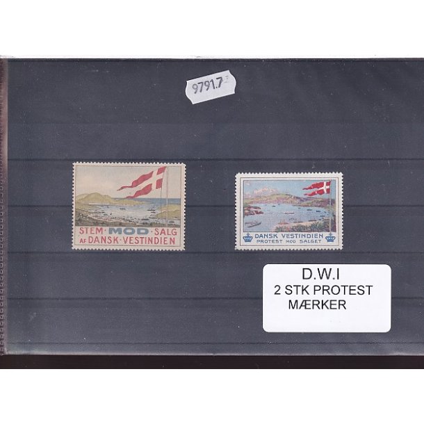 Dansk Vestindien Samling - 2 Stk. Protestmrker - Ubrugt