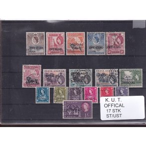 Kenya Uganda Tanganyika - Offical Samling - 17 Stk. Stemplet / Ustemplet