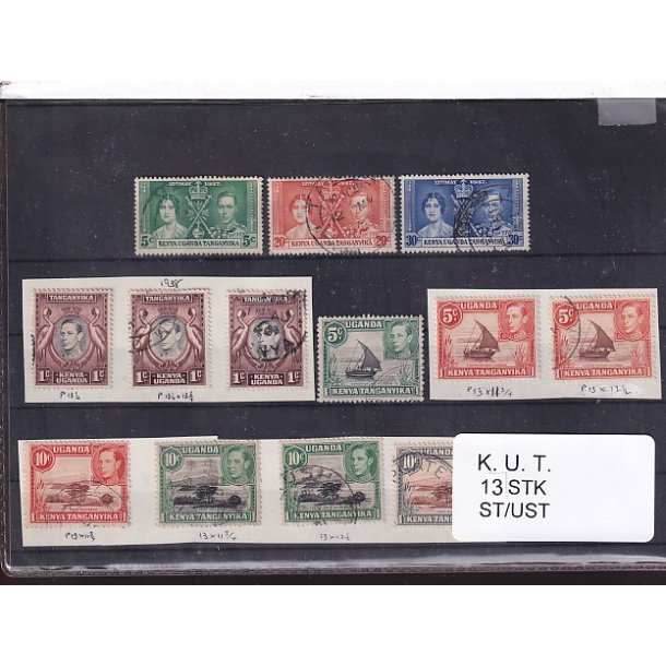 Kenya Uganda Tanganyika Samling - 13 Stk. Stemplet / Ustemplet