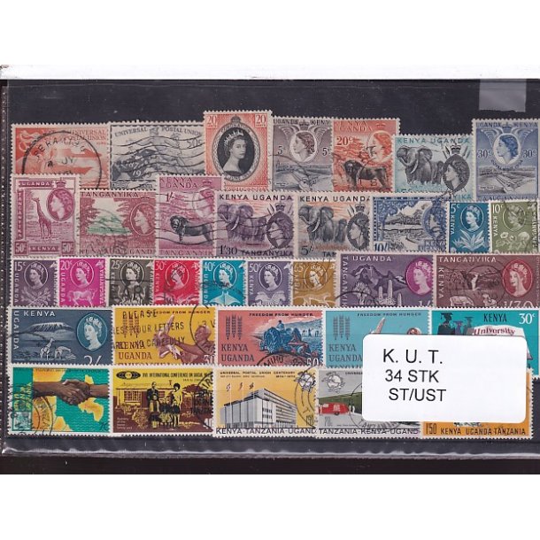 Kenya Uganda Tanganyika Samling - 34 Stk. Stemplet / Ustemplet