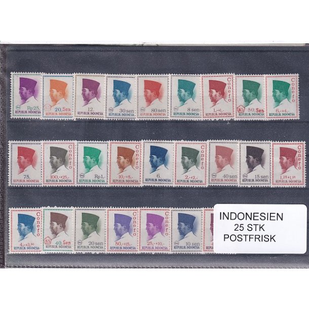 Indonesien Samling. 25 Stk. Postfrisk