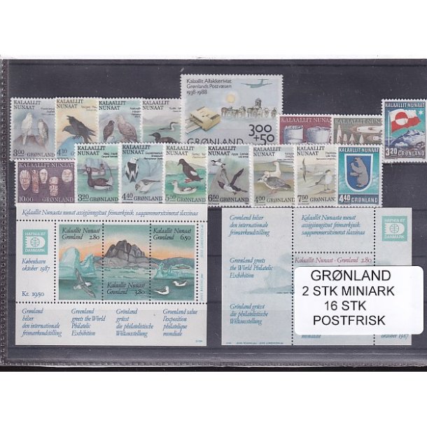 Grnland - 2 Stk. Miniark + 16 Stk. - Postfrisk
