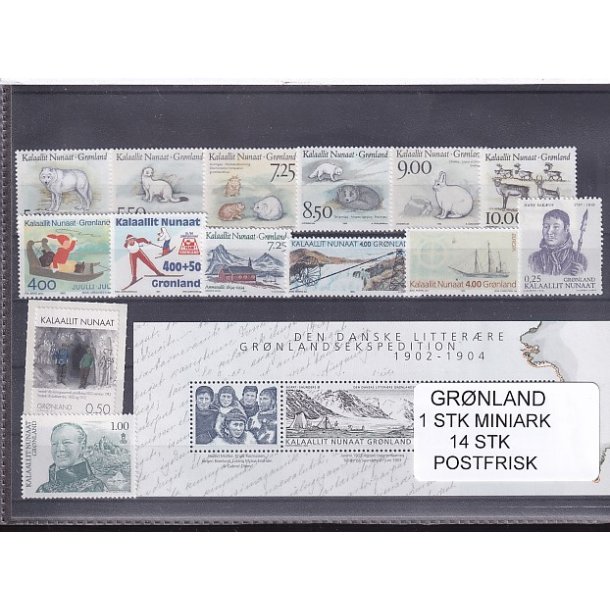 Grnland - 1 Stk. Miniark + 14 Stk. - Postfrisk