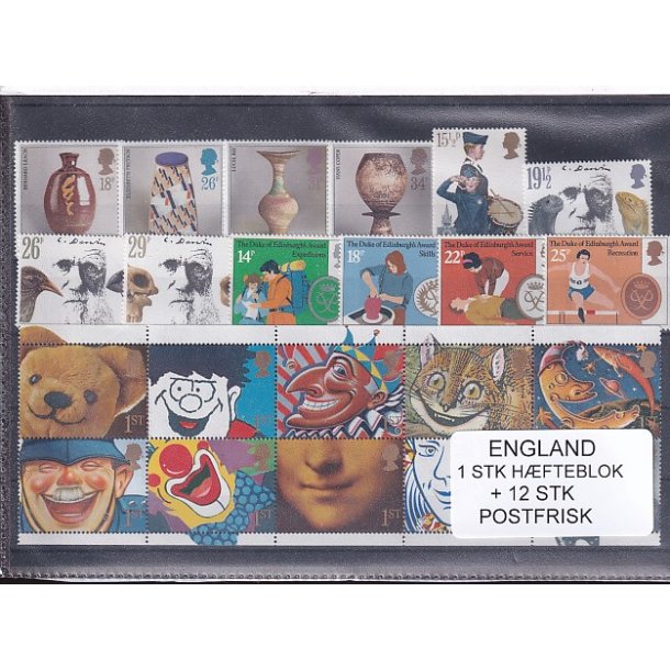 England Samling - 1 Stk. Hfteblok + 12 Stk.  - Postfrisk