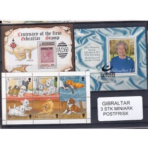 Gibraltar - 3 Miniark - Postfrisk
