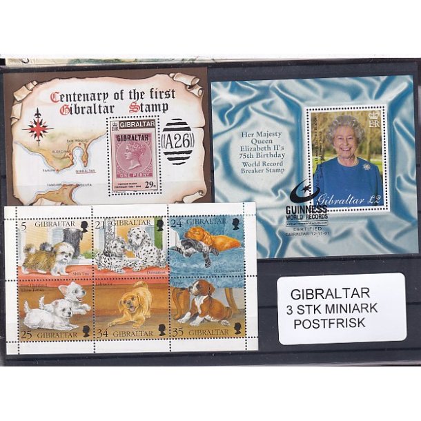 Gibraltar - 3 Miniark - Postfrisk
