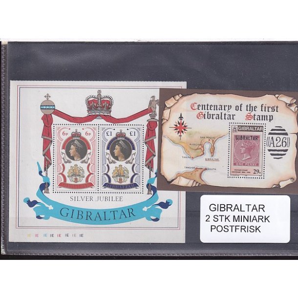 Gibraltar - 2 Miniark - Postfrisk