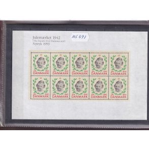 Danmark julemrkeark nytryk 1942/93 - POSTFRISK