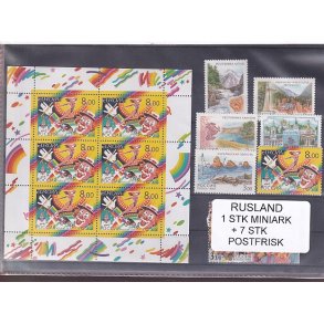 Rusland, 1 Stk. Miniark + 6 Stk. - Postfrisk