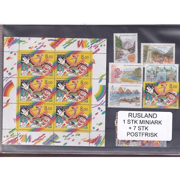 Rusland, 1 Stk. Miniark + 7 Stk. - Postfrisk