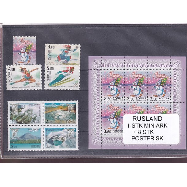 Rusland, 1 Stk. Miniark + 8 Stk. - Postfrisk