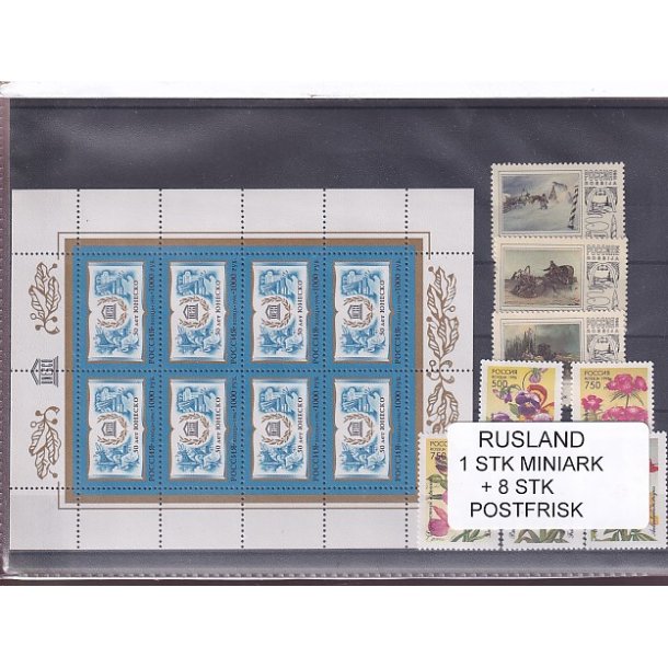 Rusland, 1 Stk. Miniark + 8 Stk. - Postfrisk