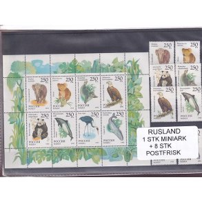 Rusland, 1 Stk. Miniark + 8 Stk. - Postfrisk