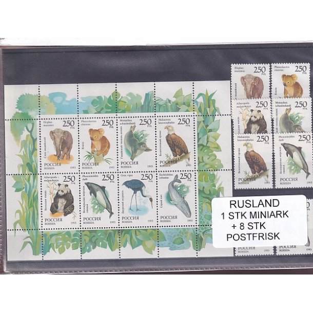 Rusland, 1 Stk. Miniark + 8 Stk. - Postfrisk