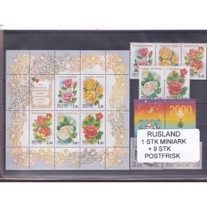Rusland, 1 Stk. Miniark + 9 Stk. - Postfrisk