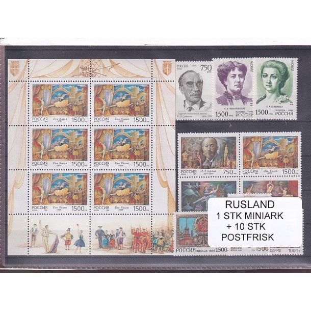Rusland, 1 Stk. Miniark + 10 Stk. - Postfrisk