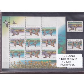 Rusland, 1 Stk. Miniark + 3 Stk. - Postfrisk