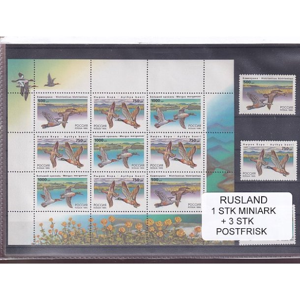 Rusland, 1 Stk. Miniark + 3 Stk. - Postfrisk