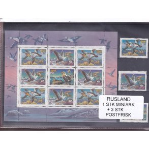 Rusland, 1 Stk. Miniark + 3 Stk. - Postfrisk
