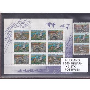 Rusland, 1 Stk. Miniark + 3 Stk. - Postfrisk