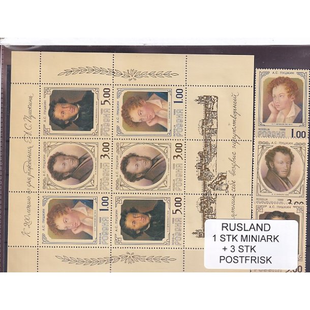 Rusland, 1 Stk. Miniark + 3 Stk. - Postfrisk