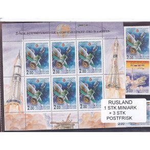 Rusland, 1 Stk. Miniark + 3 Stk. - Postfrisk