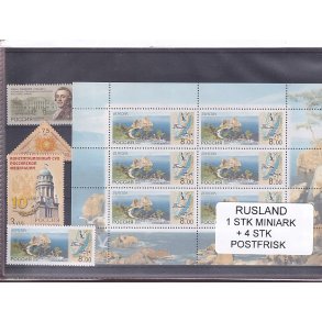 Rusland, 1 Stk. Miniark + 4 Stk. - Postfrisk