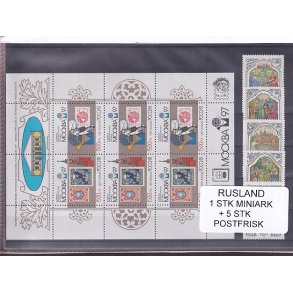 Rusland, 1 Stk. Miniark + 5 Stk. - Postfrisk