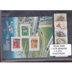 Rusland, 1 Stk. Miniark + 5 Stk. - Postfrisk