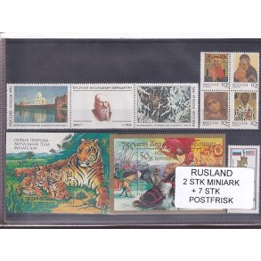 Rusland, 2 Stk. Miniark + 7 Stk. - Postfrisk