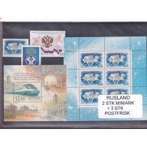 Rusland, 2 Stk. Miniark + 3 Stk. - Postfrisk