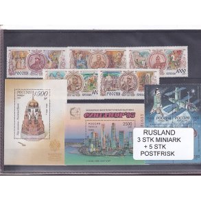 Rusland, 3 Stk. Miniark + 5 Stk. - Postfrisk