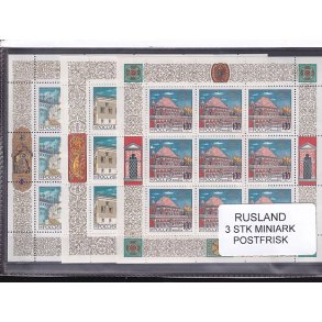 Rusland, 3 Stk. Miniark - Postfrisk