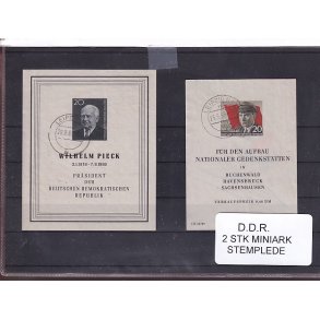 D.D.R - 2 Stk. Miniark - Stemplede