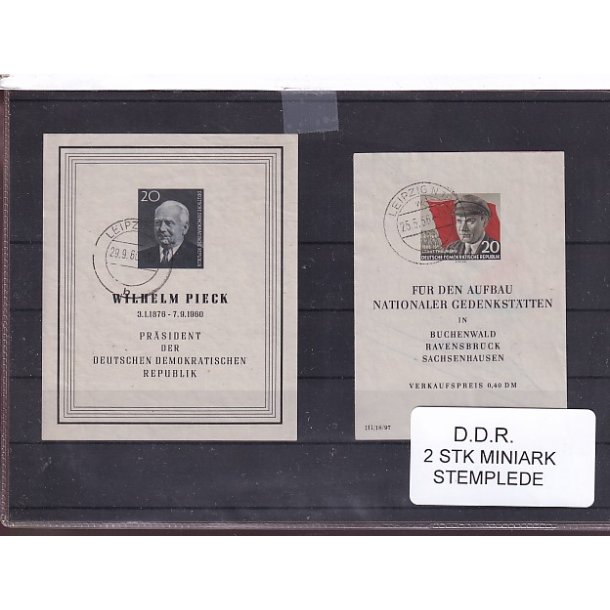 D.D.R - 2 Stk. Miniark - Stemplede