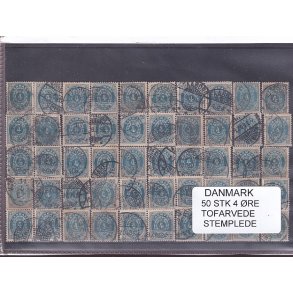 Danmark - 50 stk. 4 re Tofarvede - Stemplet