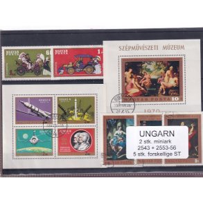 Ungarn - 2 Miniark  2543 + 2553-56 + 5 stk. Stemplet